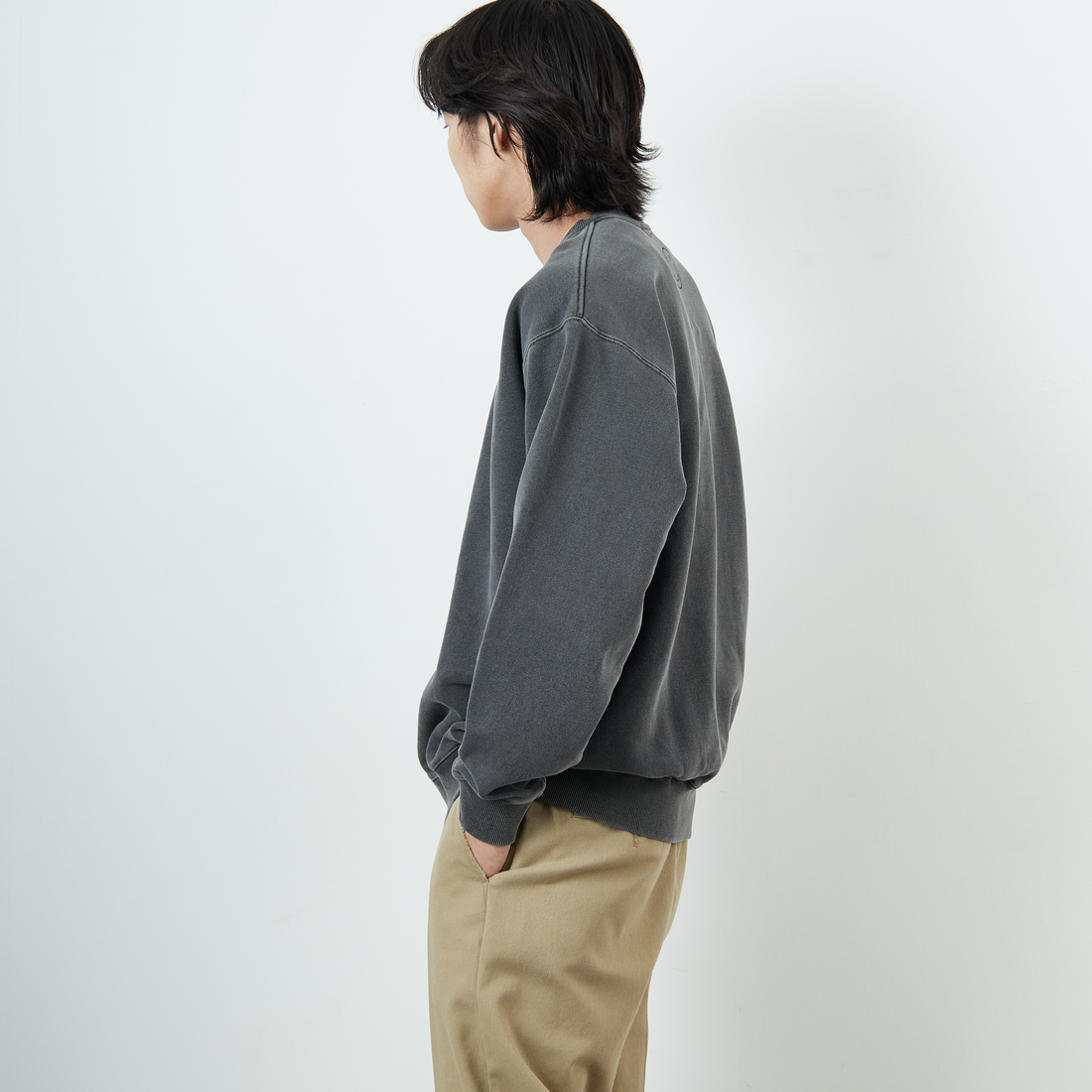 GOOD ROCK SPEED [グッドロックスピード] 別注 NIRVANA フロッキープリントスウェット [INTN-052-JF] CHARCOAL &&モデル身長：179cm 着用サイズ：XL&&
