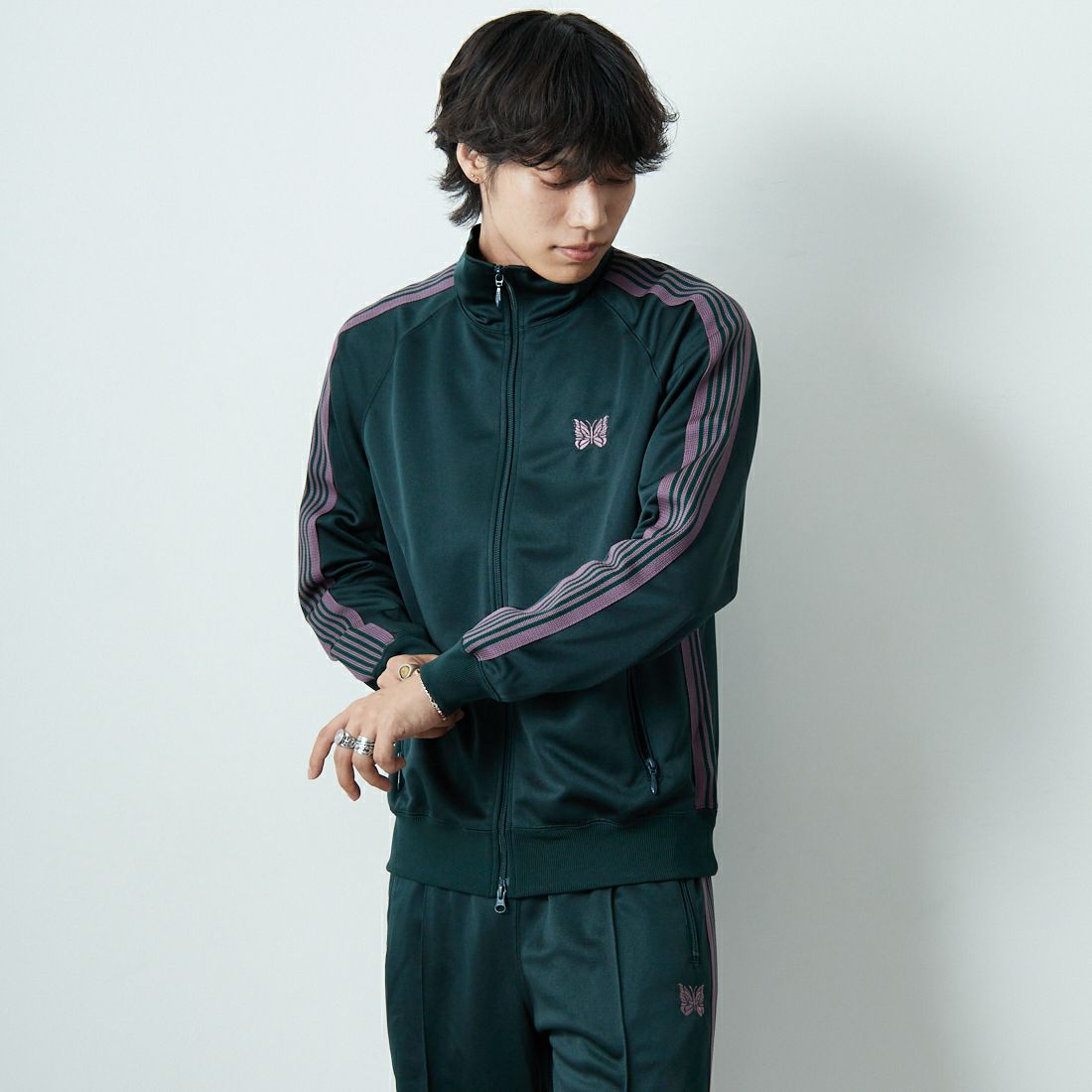 Needles [ニードルズ] トラックジャケット [RW314] B GREEN &&モデル身長：179cm 着用サイズ：M&&