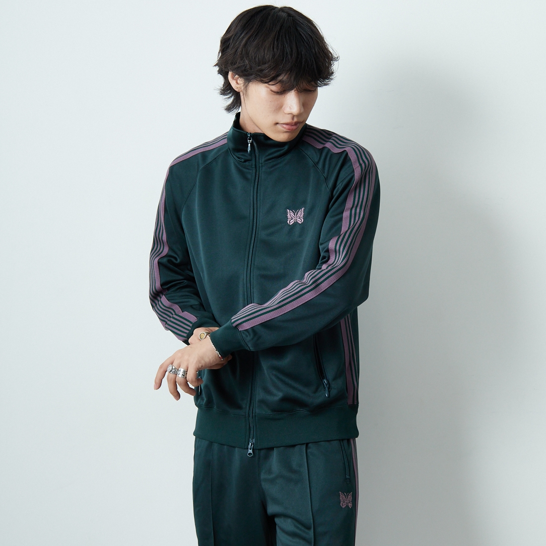 Needles [ニードルズ] トラックジャケット [RW314] B GREEN &&モデル身長：179cm 着用サイズ：M&&
