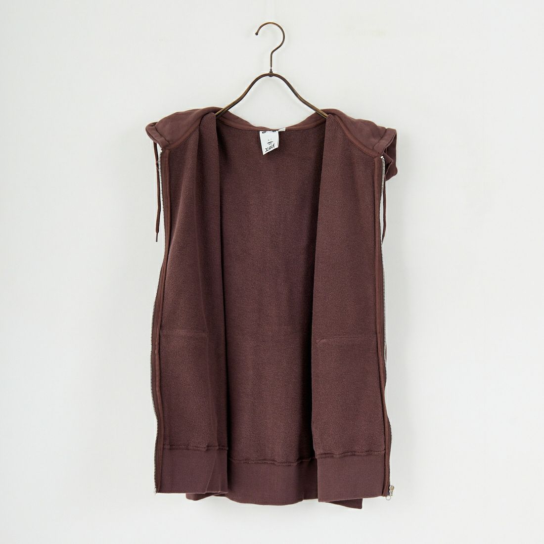 X-girl [エックスガール] ディストレス ジップアップスウェットベスト [105253021009] BROWN