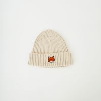 ★新品★即発送★ maison kitsuneメゾンキツネ ニット帽 ビーニー MAISON KITSUNE メゾンキツネ ニット帽 FOX HEAD PATCH RIBBED