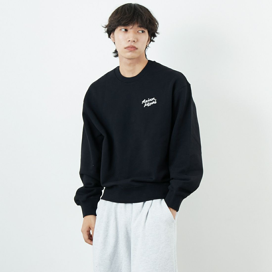 O197 BK/WH&&モデル身長：179cm 着用サイズ：M&&