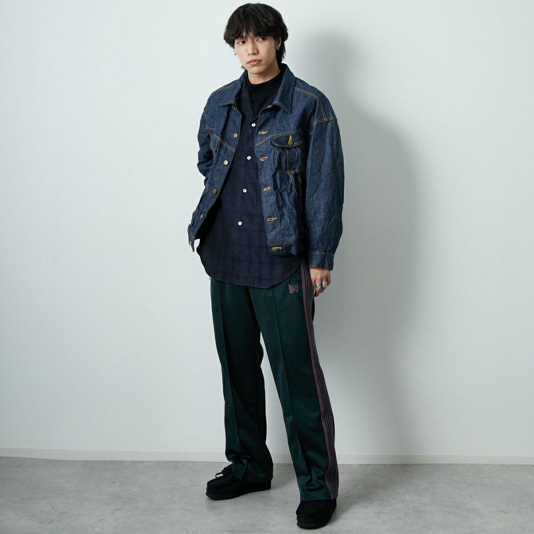 Needles ネイビー トラックパンツ ナロー L 【公式通販】