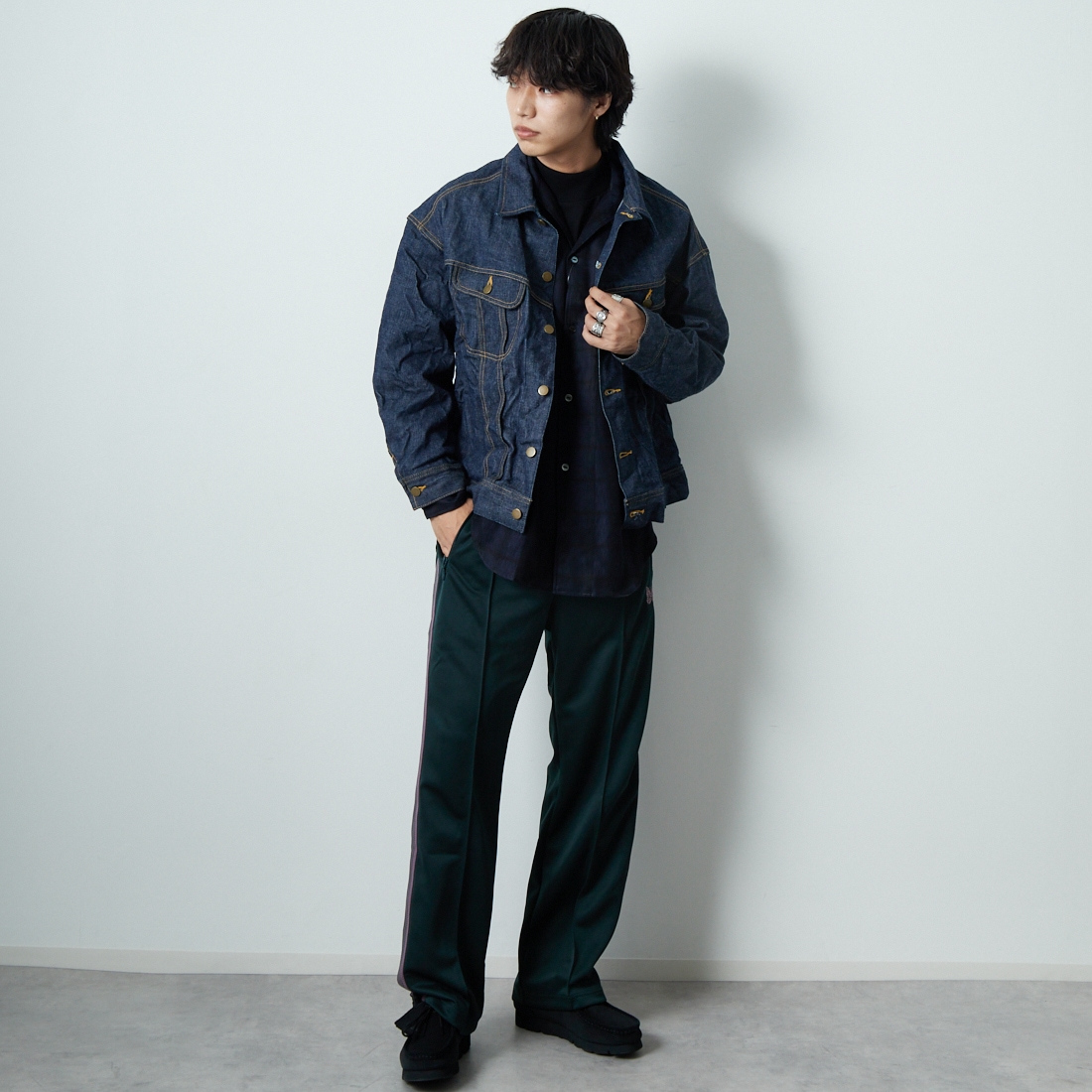 Needles [ニードルズ] トラックパンツ [RW316] B GREEN &&モデル身長：179cm 着用サイズ：M&&