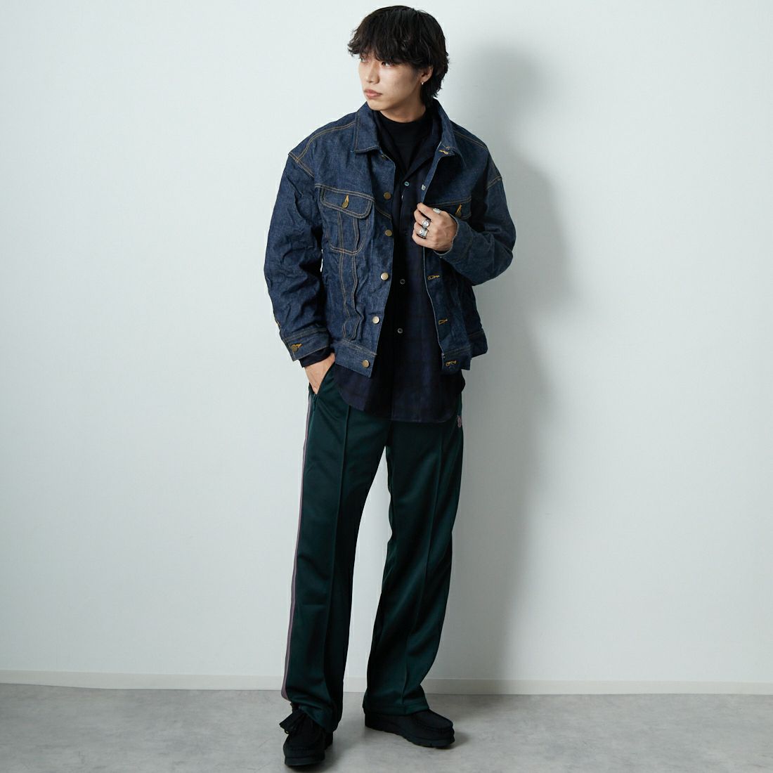 Needles [ニードルズ] トラックパンツ [RW316] B GREEN &&モデル身長：179cm 着用サイズ：M&&