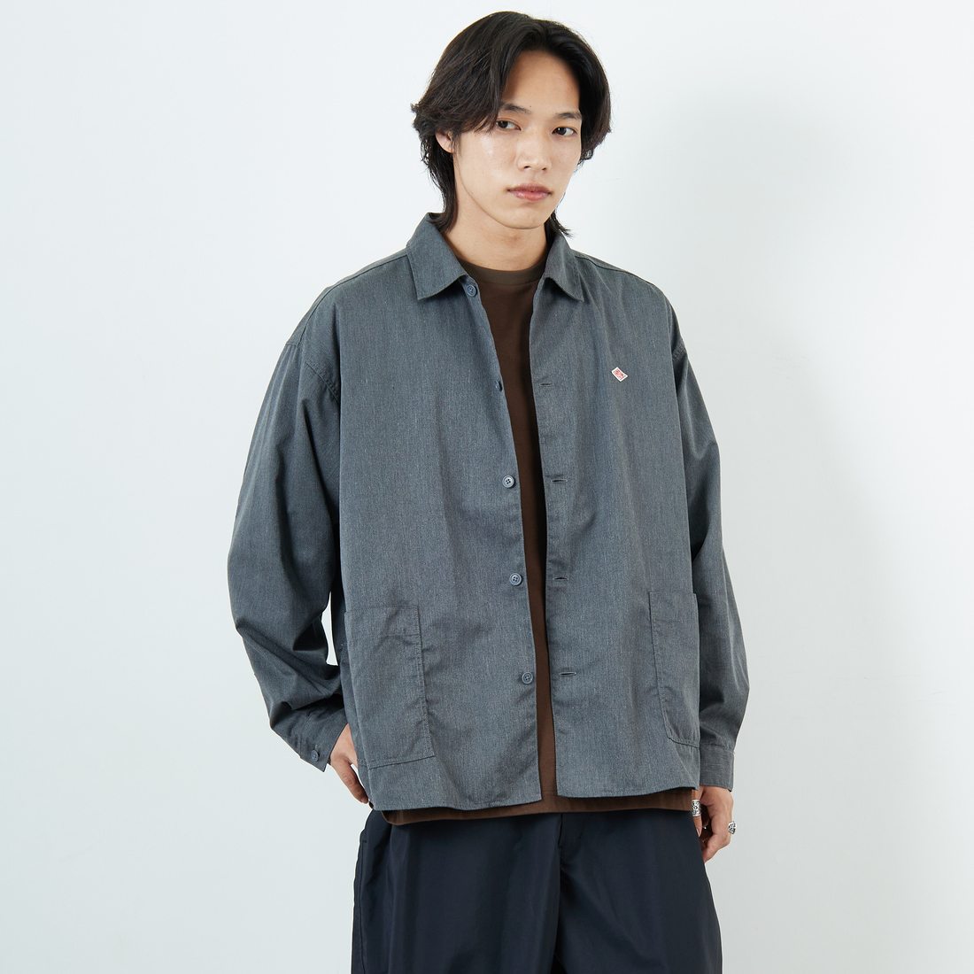 DANTON [ダントン] ワンポイントロゴ シャツジャケット [DT-B0396TCC