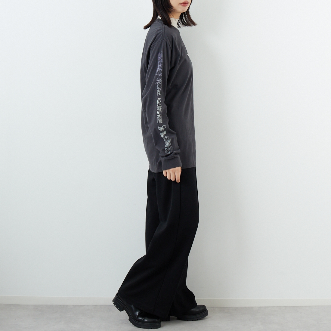 patagonia [パタゴニア] メンズ ロングスリーブ ロングウェイラウンド オーガニックTシャツ [37821] INBK &&モデル身長：162cm 着用サイズ：S&&