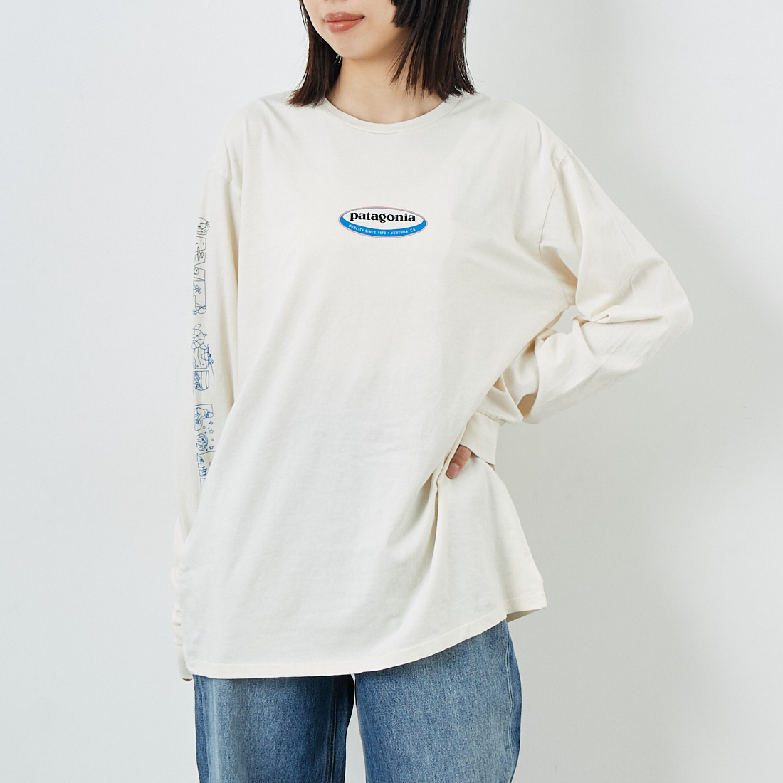 patagonia [パタゴニア] メンズ ロングスリーブ ロングウェイラウンド オーガニックTシャツ [37821] UDNL &&モデル身長：162cm 着用サイズ：S&&