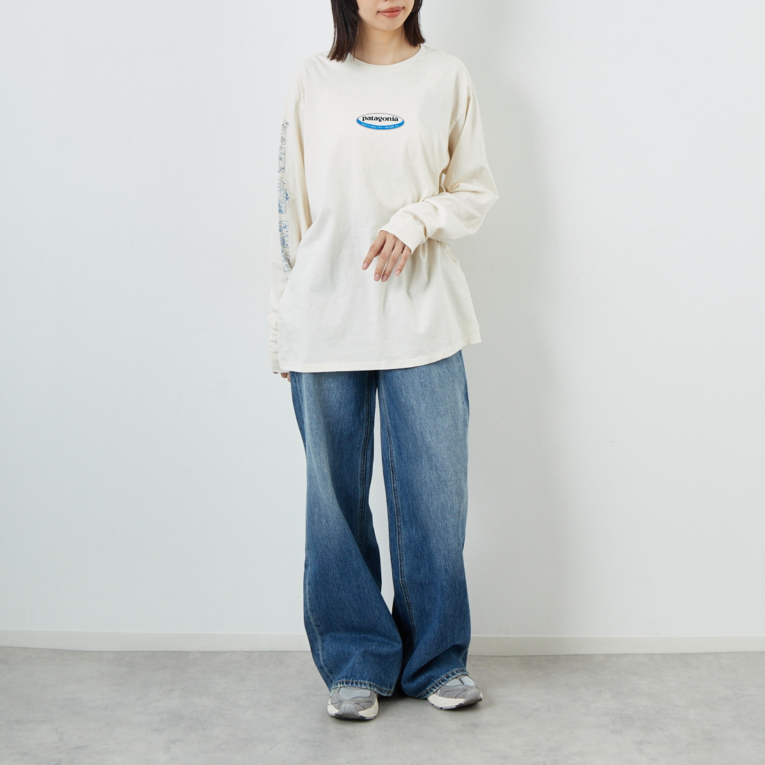 patagonia [パタゴニア] メンズ ロングスリーブ ロングウェイラウンド オーガニックTシャツ [37821] UDNL &&モデル身長：162cm 着用サイズ：S&&
