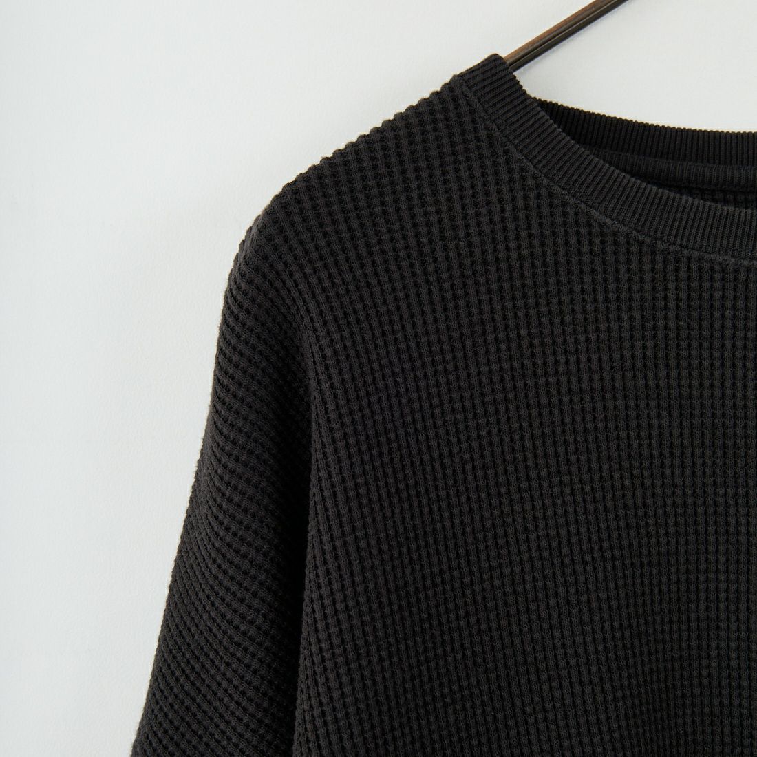 Name. [ネーム] ワッフルサイドリブ ルーズスリーブTシャツ [NMCU-047] BLACK