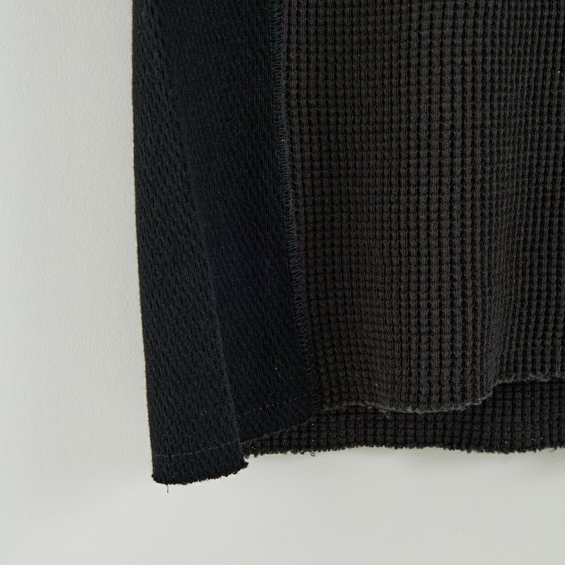 Name. [ネーム] ワッフルサイドリブ ルーズスリーブTシャツ [NMCU-047] BLACK