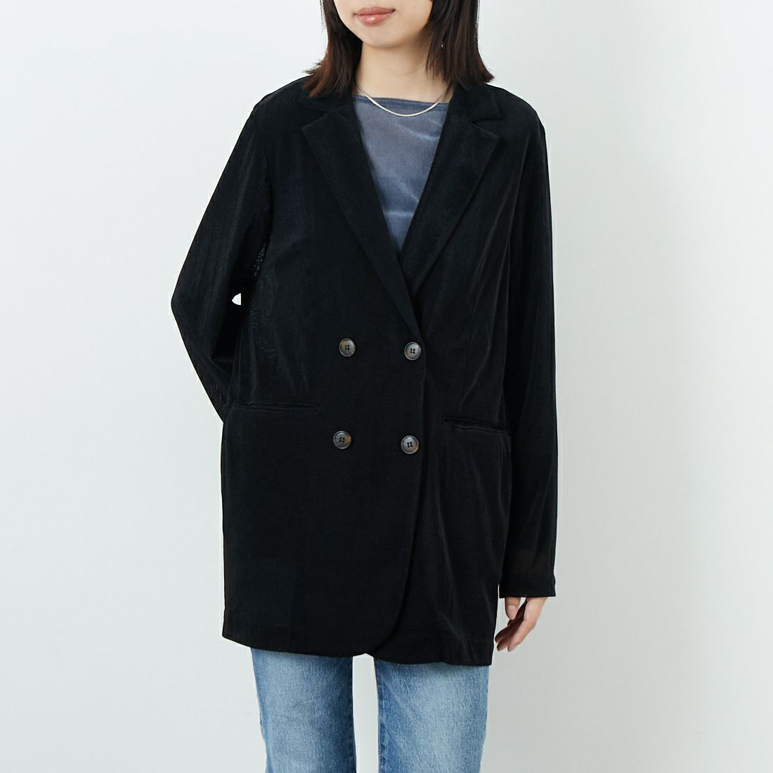 CLOCHE [クロシェ] メッシュベロアダブルジャケット [55284517