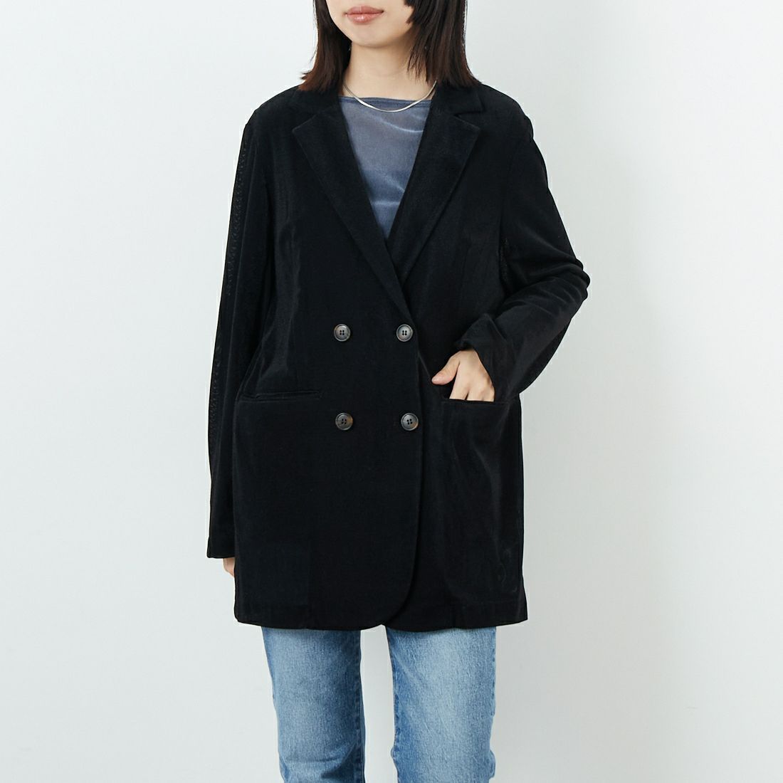 CLOCHE [クロシェ] メッシュベロアダブルジャケット [55284517