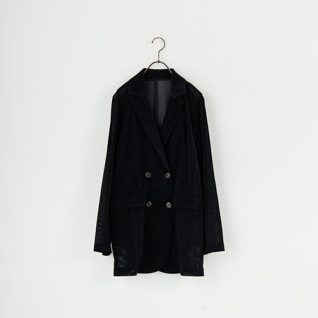 CLOCHE [クロシェ] メッシュベロアダブルジャケット [55284517] ﾌﾞﾗｯｸ
