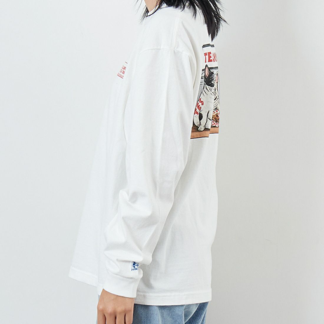 The Endless Summer [エンドレスサマー] CALIFORNIA PIZZA DINER ロングスリーブTシャツ [FH-25774328] 07 WHITE &&モデル身長：167cm 着用サイズ：S&&