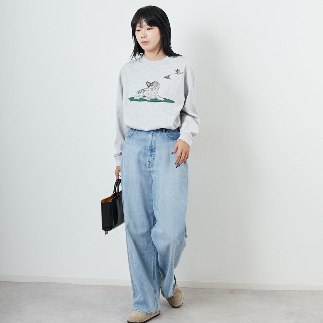 The Endless Summer [エンドレスサマー] 4カラーロゴプリント ロングスリーブTシャツ [FH-25774326] 03 MIX GRY &&モデル身長：167cm 着用サイズ：S&&