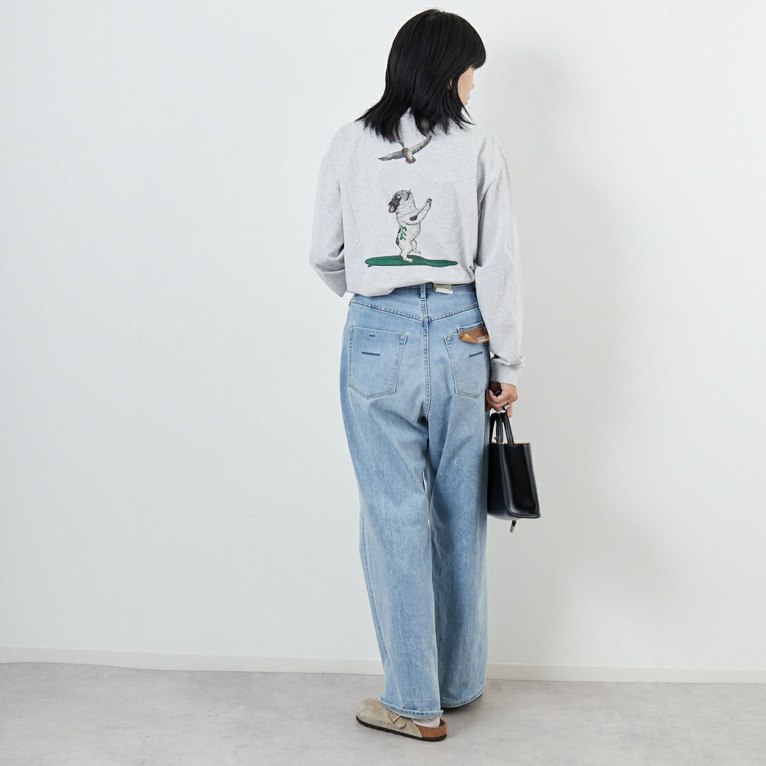 The Endless Summer [エンドレスサマー] 4カラーロゴプリント ロングスリーブTシャツ [FH-25774326] 03 MIX GRY &&モデル身長：167cm 着用サイズ：S&&