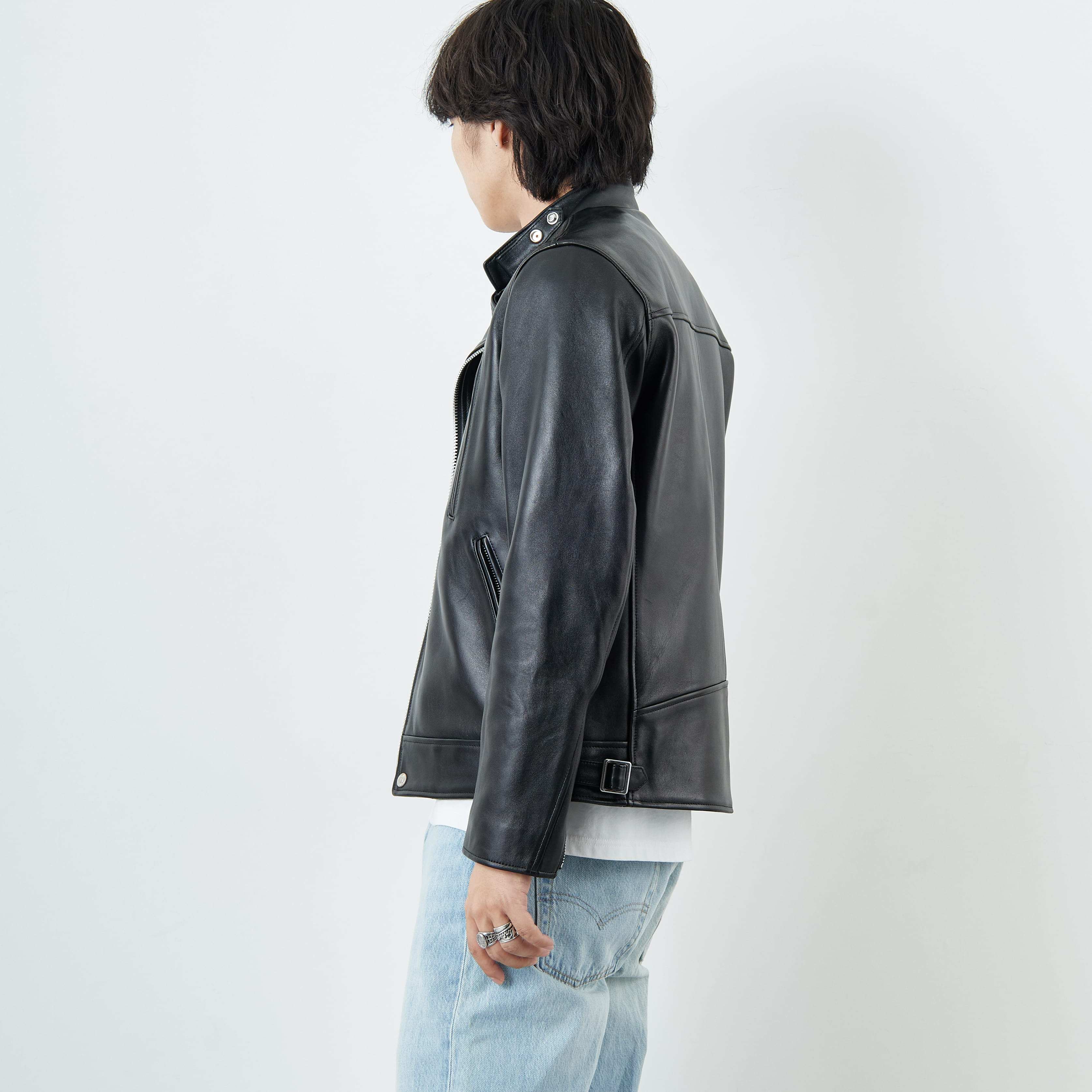 Schott [ショット] ダブルブレスト ライダースジャケット [7825950010] 010 BLACK &&モデル身長：179cm 着用サイズ：M&&