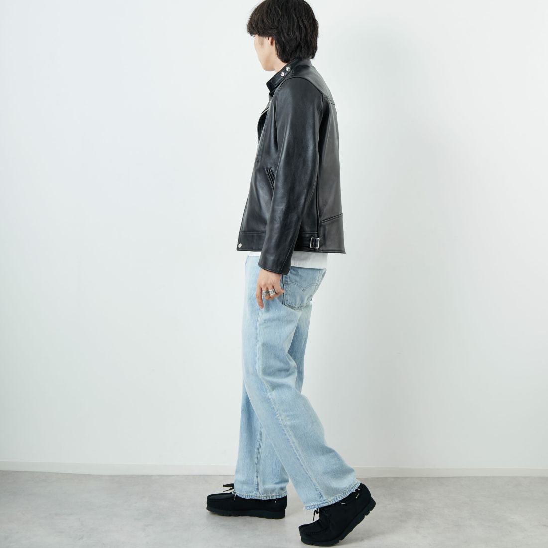 Schott [ショット] ダブルブレスト ライダースジャケット [7825950010] 010 BLACK &&モデル身長：179cm 着用サイズ：M&&