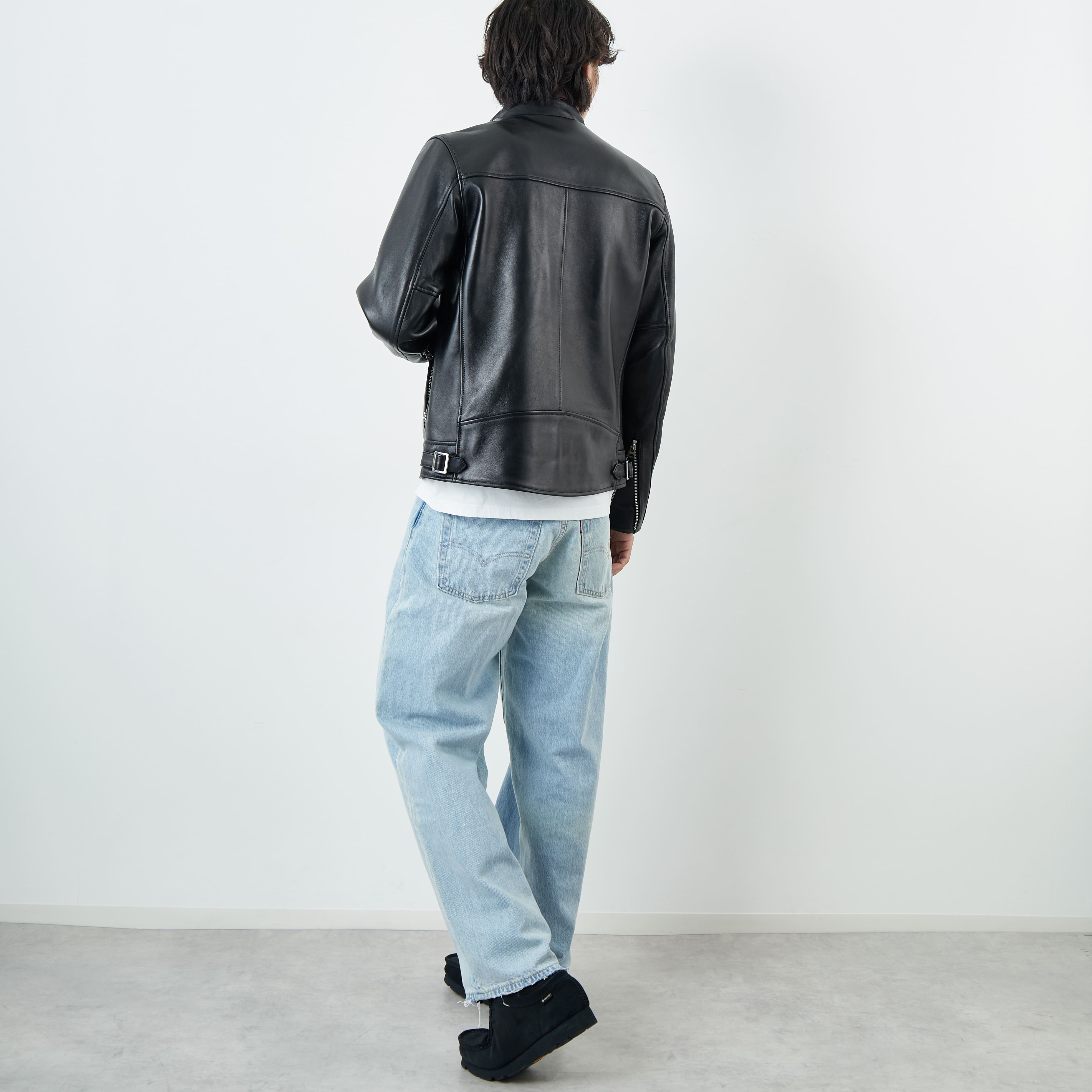 Schott [ショット] ダブルブレスト ライダースジャケット [7825950010] 010 BLACK &&モデル身長：179cm 着用サイズ：M&&