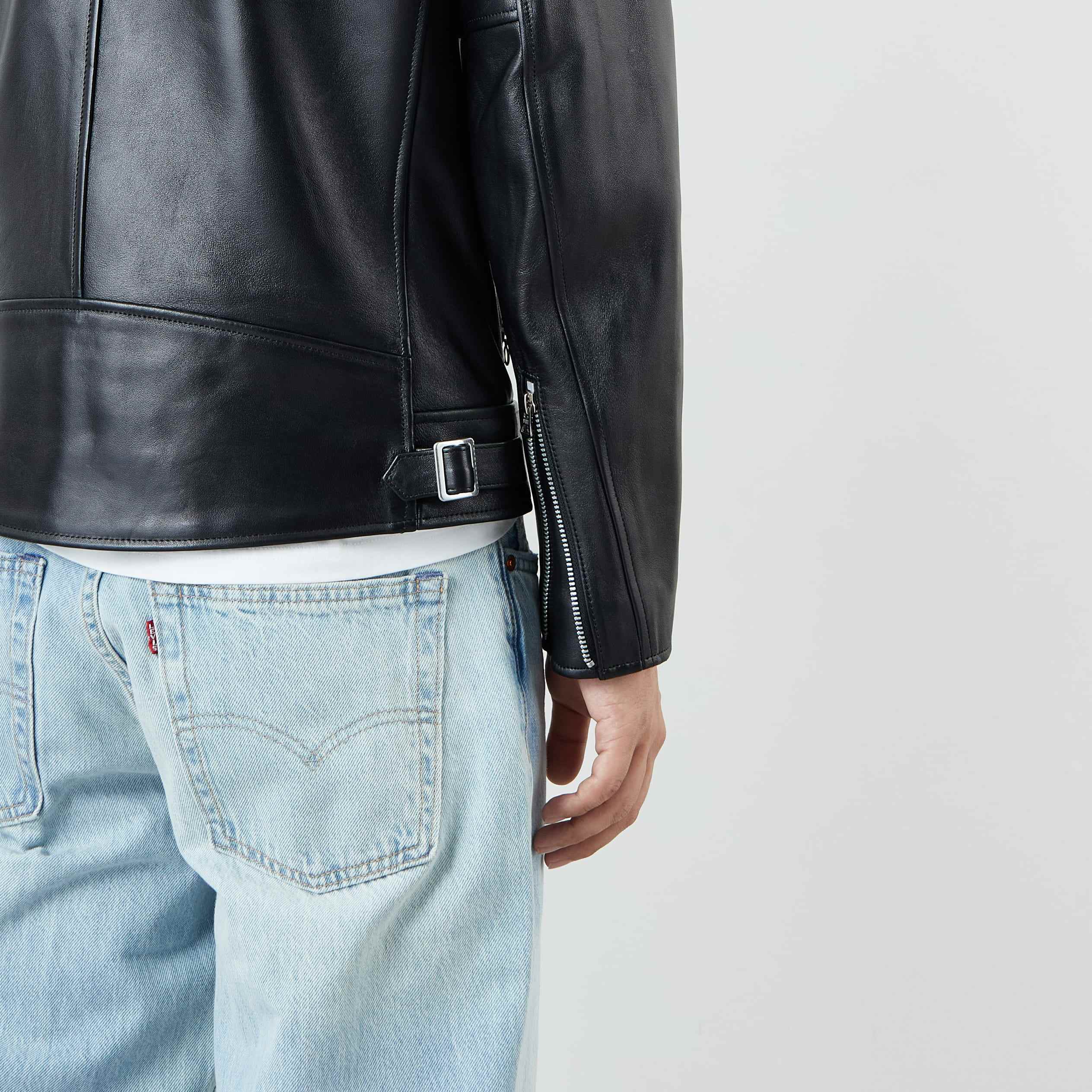 Schott [ショット] ダブルブレスト ライダースジャケット [7825950010] 010 BLACK &&モデル身長：179cm 着用サイズ：M&&