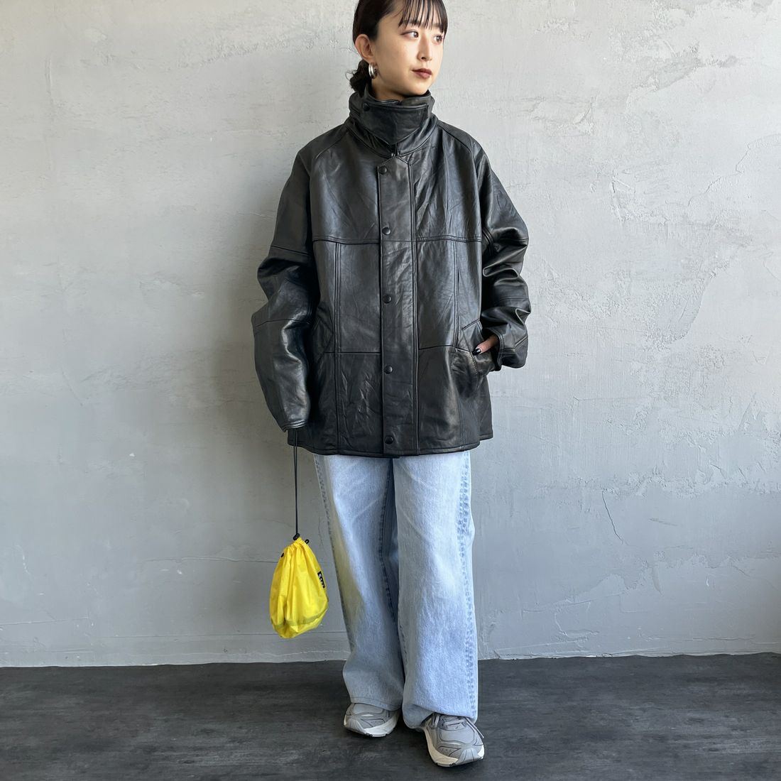 yoused [ユーズド] 別注 ドライバーズジャケット [JFY-244-092-JF] BLACK &&モデル身長：150cm 着用サイズ：0&&