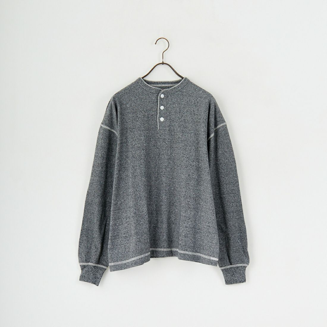 Health knit [ヘルスニット] ヘンリーネック ロングスリーブTシャツ [HR25F-M159] H.CHARCOAL