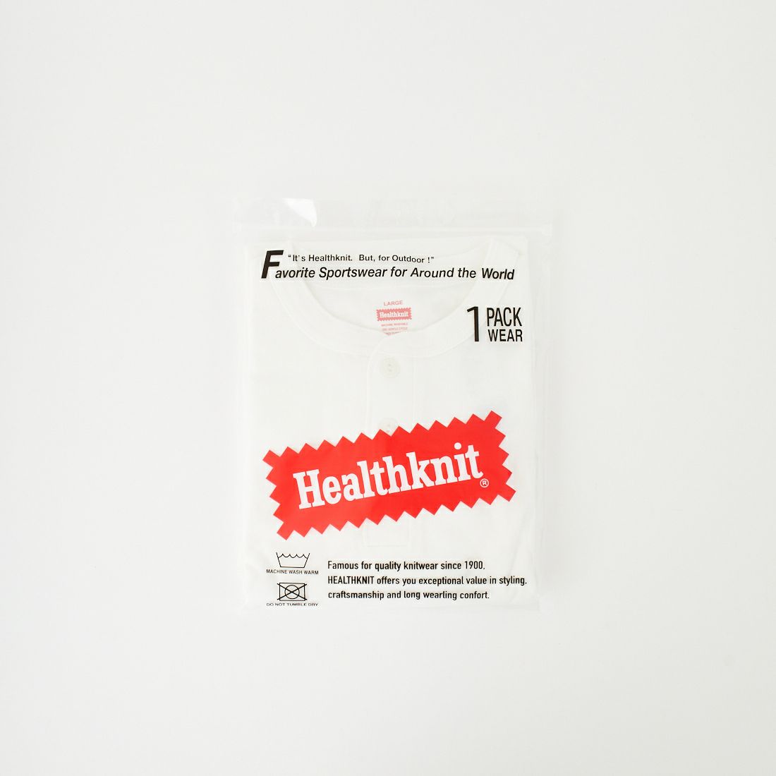 Health knit [ヘルスニット] ヘンリーネック ロングスリーブTシャツ [HR25F-M159] WHITE