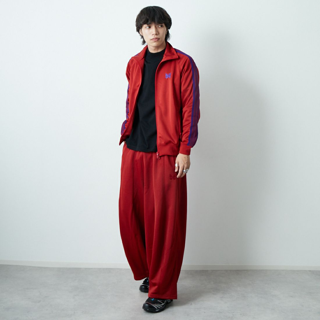 Needles [ニードルズ] ヒザデルスウェットパンツ [RW335] A RED &&モデル身長：179cm 着用サイズ：XS&&