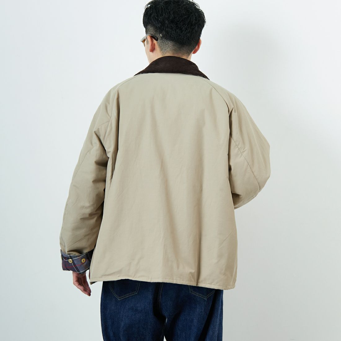 Barbour [バブアー] 別注 中綿入り TRANSPORT トランスポートジャケット [MCAS205-JF] GREIGE &&モデル身長：168cm 着用サイズ：40&&