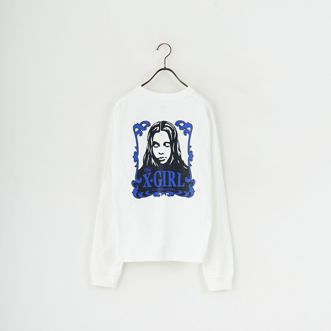 X-girl [エックスガール] オーナメントフェイス ロングスリーブTシャツ [105253011015] WHITE