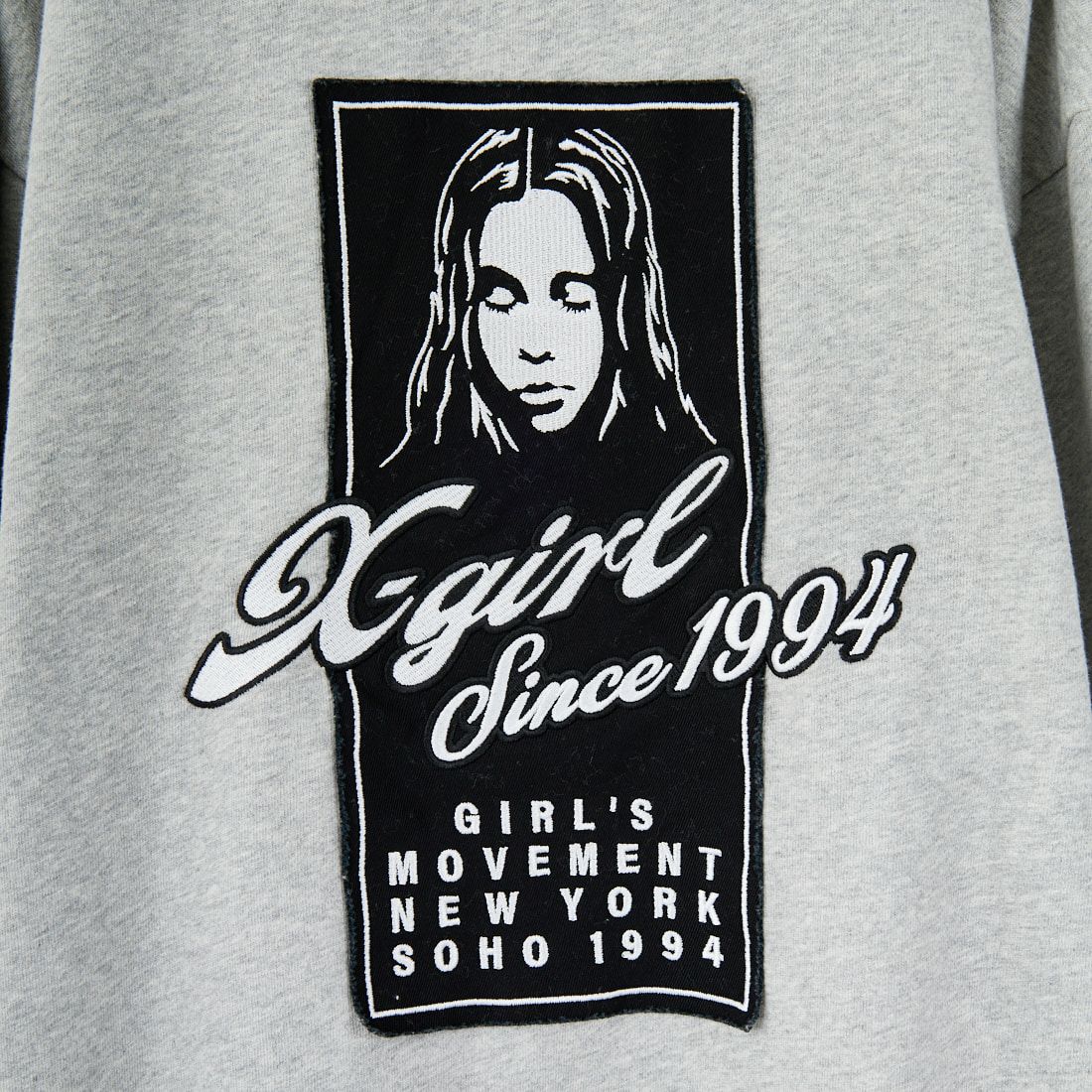 X-girl [エックスガール] フェイスボックスパッチ ジップアップスウェットフーディ [105253012005] ASH