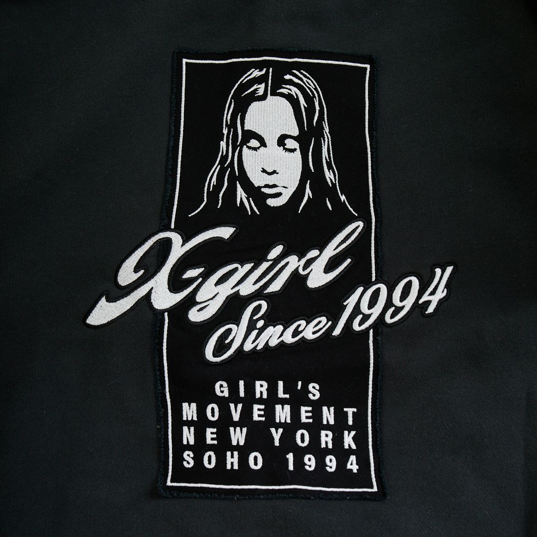 X-girl [エックスガール] フェイスボックスパッチ ジップアップスウェットフーディ [105253012005] CHARCOAL