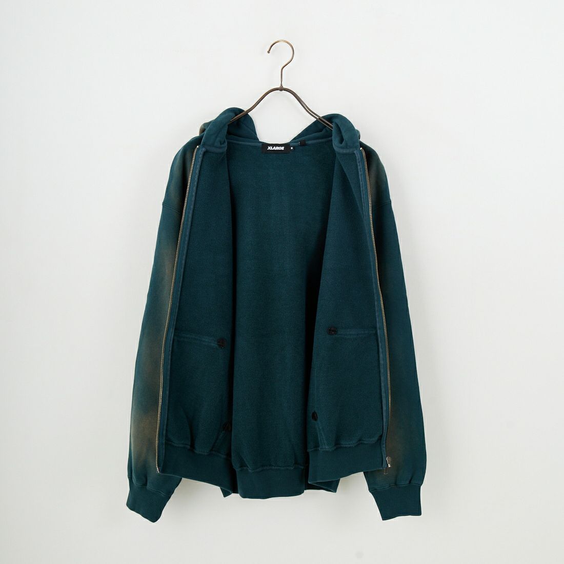 XLARGE [エクストララージ] ディスチャージプリンテッドOG ジップフーデッドスウェット [101253012005] GREEN