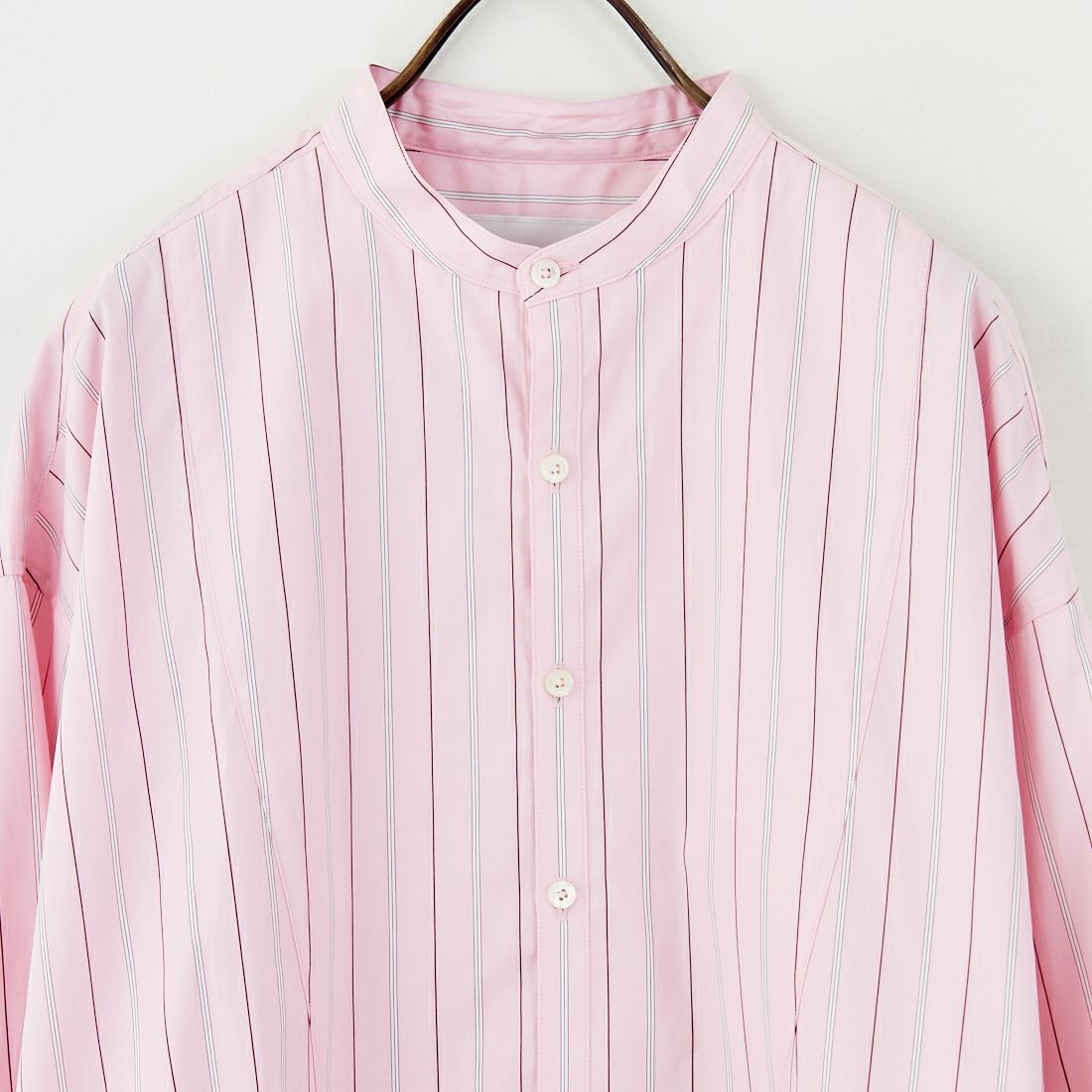 TICCA [ティッカ] ノーカラービブヨークシャツ [TBEA-102] PNK STRIPE