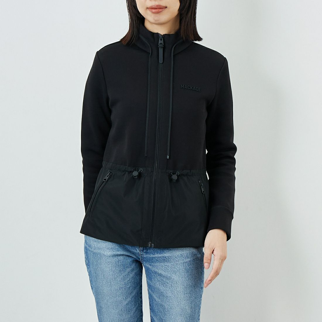 MACKAGE [マッカージュ] PRISCILLA 3WAYジャケット [11752214] BLACK &&モデル身長：162cm 着用サイズ：XS&&