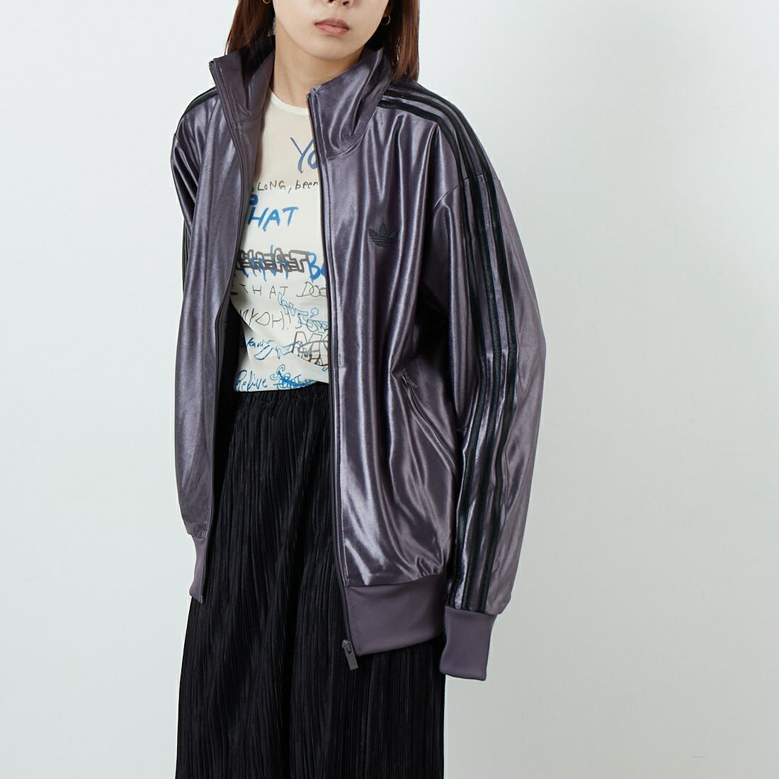 adidas Originals [アディダス オリジナルス] ファイヤーバード メタリックトラックトップ [I8613] JX1496 &&モデル身長：167cm 着用サイズ：XS&&