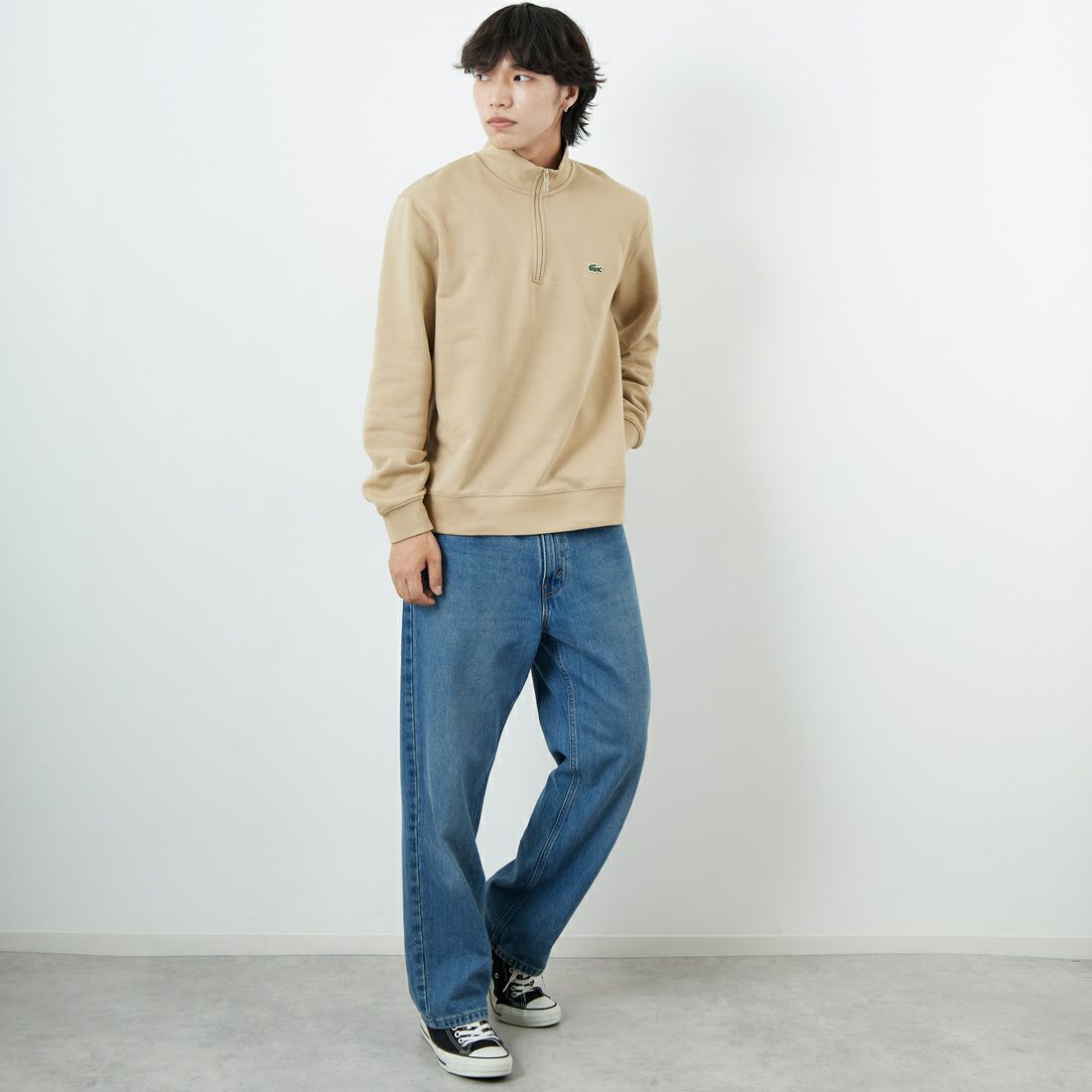 LACOSTE [ラコステ] ハイネックハーフジップスウェット [SH9774] 02S VIENNE &&モデル身長：179cm 着用サイズ：5&&