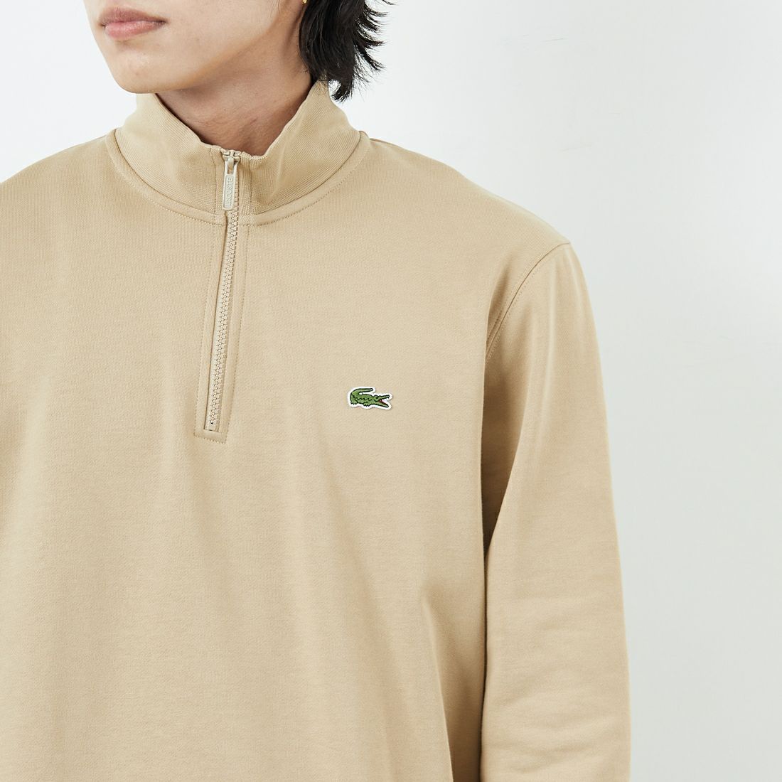 LACOSTE [ラコステ] ハイネックハーフジップスウェット [SH9774] 02S VIENNE &&モデル身長：179cm 着用サイズ：5&&