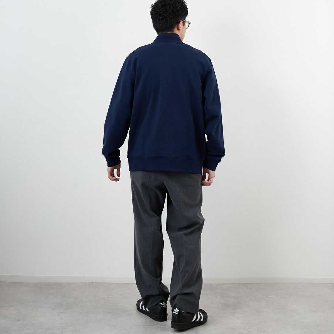 LACOSTE [ラコステ] ハイネックハーフジップスウェット [SH9774] 166 NAVY B &&モデル身長：168cm 着用サイズ：5&&