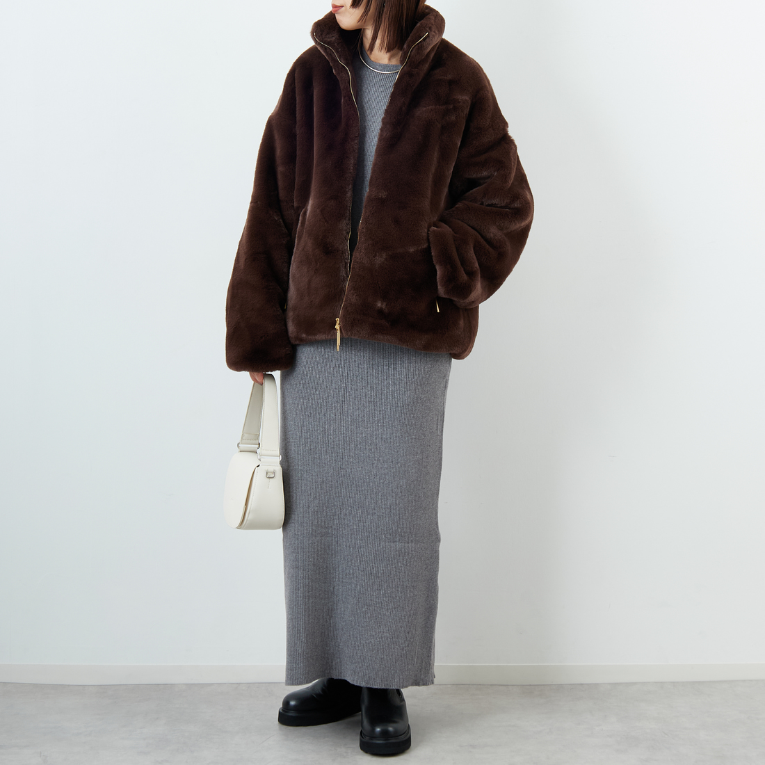 TATRAS [タトラス] BARBRA エコファーブルゾン [LJXA0038033588] BROWN &&モデル身長：159cm 着用サイズ：1&&