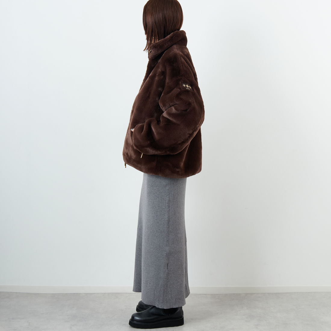 TATRAS [タトラス] BARBRA エコファーブルゾン [LJXA0038033588] BROWN &&モデル身長：159cm 着用サイズ：1&&