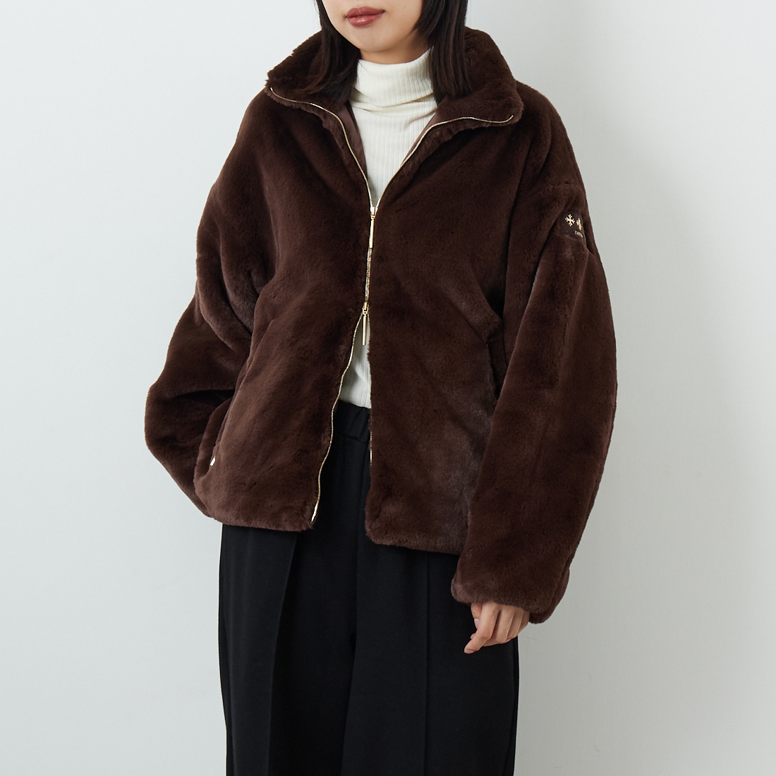 TATRAS [タトラス] BARBRA エコファーブルゾン [LJXA0038033588] BROWN &&モデル身長：162cm 着用サイズ：1&&