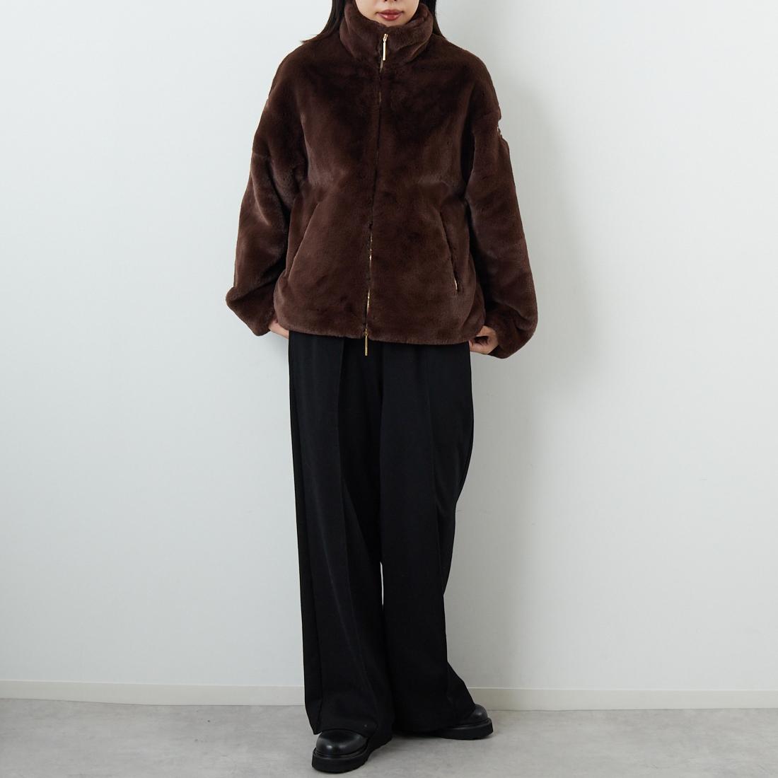TATRAS [タトラス] BARBRA エコファーブルゾン [LJXA0038033588] BROWN &&モデル身長：162cm 着用サイズ：1&&