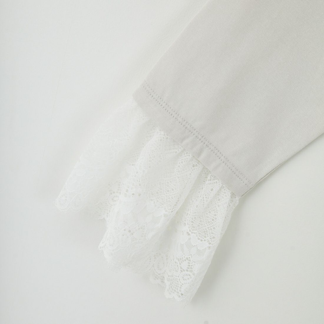Maison de L'allure [メゾン ドゥ ラリュール] レースドッキング ロングスリーブTシャツ [M25132009] 07 GRAY
