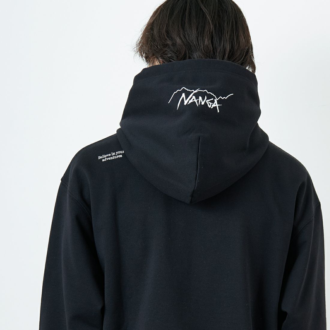 JEANSFACTORY × NANGA [ジーンズファクトリー × ナンガ] 別注 フードロゴ刺繍 スウェットパーカー [NW2504-JF] BLACK