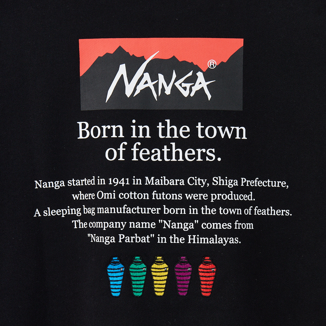 JEANSFACTORY × NANGA [ジーンズファクトリー × ナンガ] 別注 ヒストリーロゴ バックプリントスウェット [NW2506-JF] BLACK