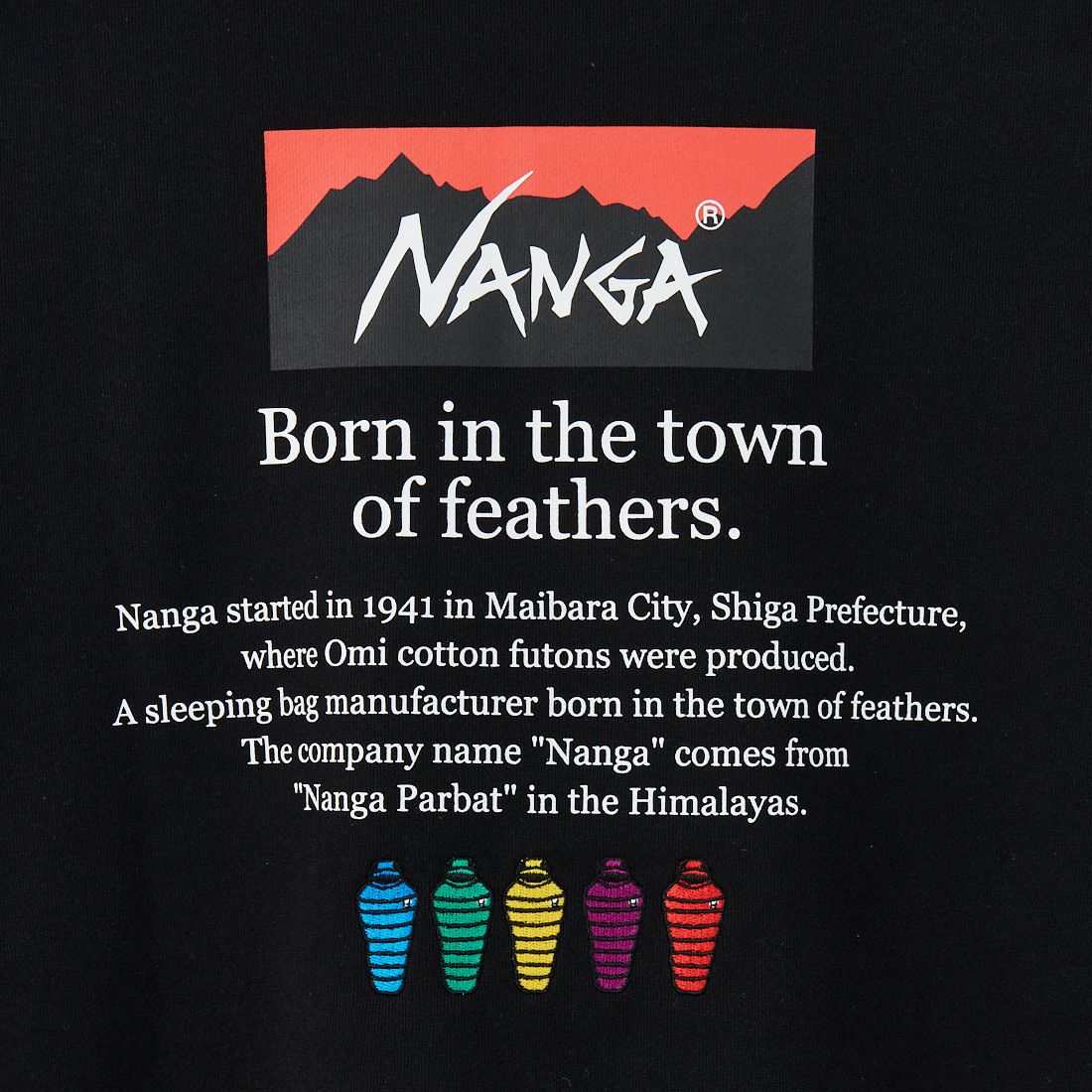 JEANSFACTORY × NANGA [ジーンズファクトリー × ナンガ] 別注 ヒストリーロゴ バックプリントスウェット [NW2506-JF] BLACK