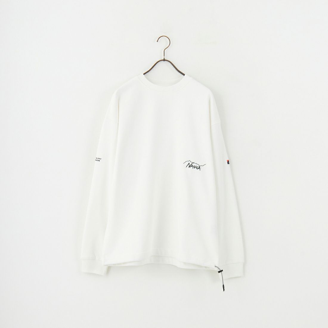 JEANSFACTORY × NANGA [ジーンズファクトリー × ナンガ] 別注 ワンポイント刺繍ロゴ ドローコードスウェット [NW2507-JF] WHITE