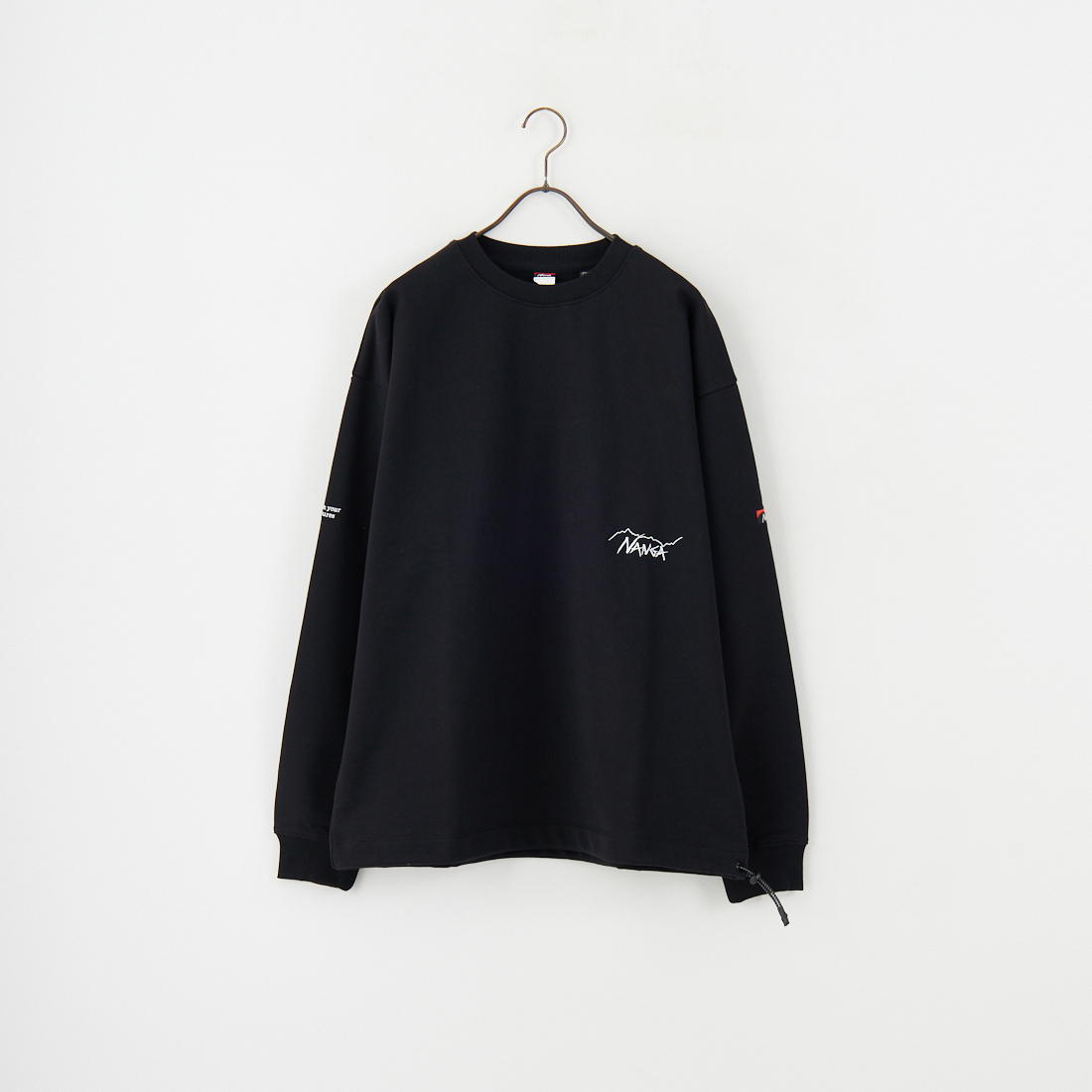 JEANSFACTORY × NANGA [ジーンズファクトリー × ナンガ] 別注 ワンポイント刺繍ロゴ ドローコードスウェット [NW2507-JF] BLACK